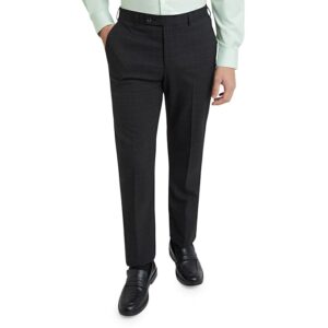 PANT park avenue men's smart fit mid rise poly rayon blend checks pattern flat front formal trouser