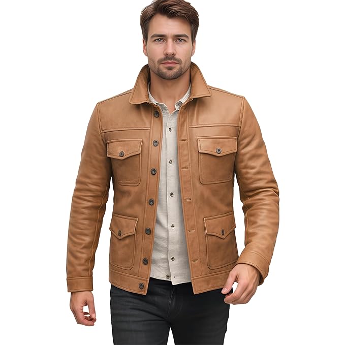 JACKET midnight pelt premium genuine biker leather jacket | men's leather jackets, dark brown oil puff leather jacket, lambskin jackets, regular fit, four pockets