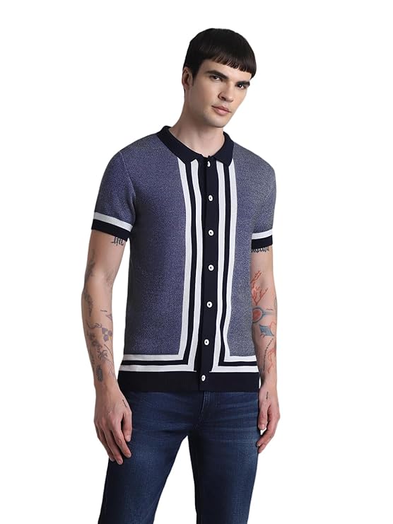 T SHIRT jack & jones men's cotton striped slim fit t shirt