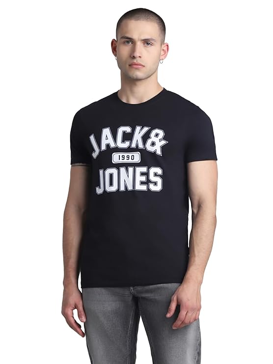 T SHIRT jack & jones men's cotton letter print slim fit t shirt